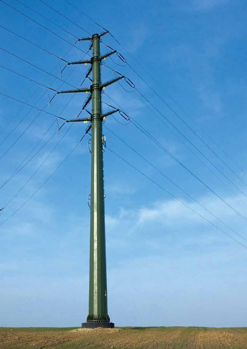 Stalowe słupy rurowe serii EWN dla elektroenergetycznych linii WN W swojej