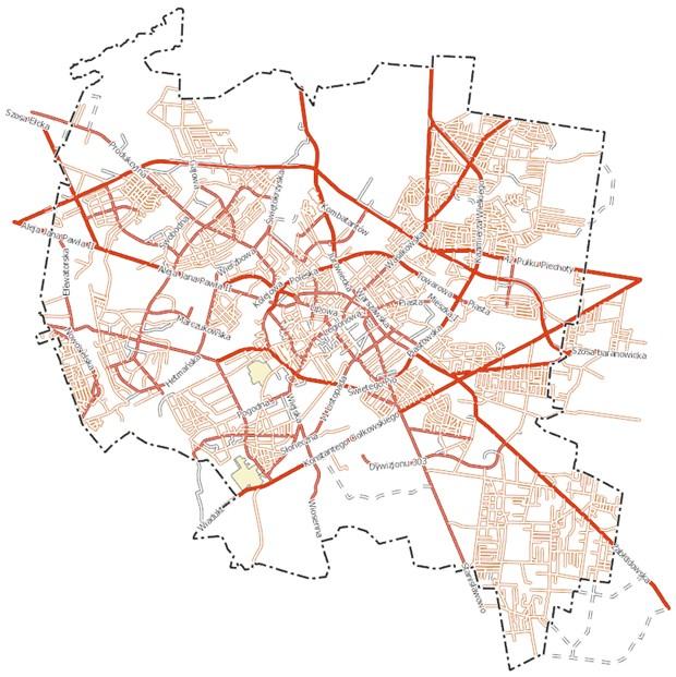 droga powiatowa 1484 B: Białystok (ul. A. Mickiewicza) Stanisławowo, droga powiatowa 1485 B: Białystok (ul.