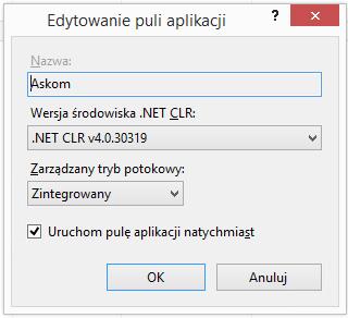 Instalacja składników Internetowych Usług Informacyjnych Pomoc techniczna 9. Pula aplikacji www systemu Asix.