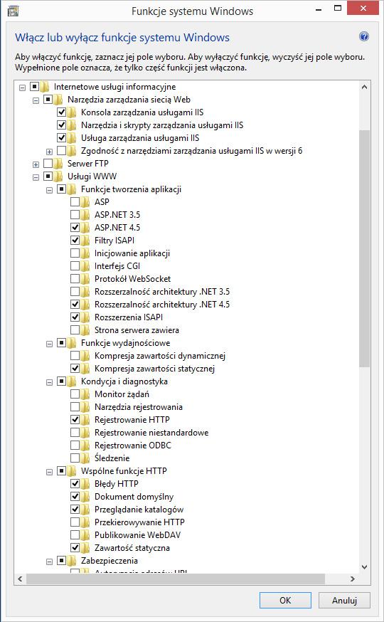 Instalacja składników Internetowych Usług Informacyjnych Pomoc techniczna 3. Windows 8 / Windows 8.