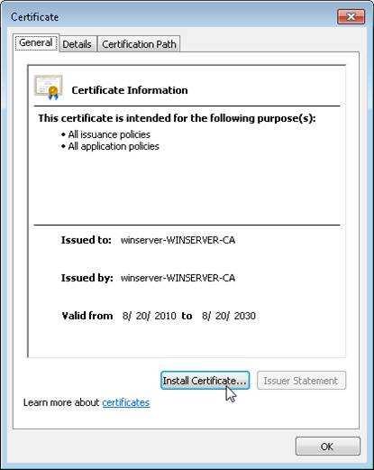 na przycisk Install Certificate (rysunek 18) i