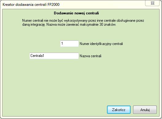 6.1.1 Dodawanie centrali W celu ręcznego dodania centrali należy wybrać przycisk Dodaj, w oknie które się pojawi należy podać nazwę oraz numer centrali.