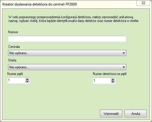 6.4.1 Dodawanie Detektorów Aby dodać detektor należy wybrać ikonę Dodaj z menu górnego programu.