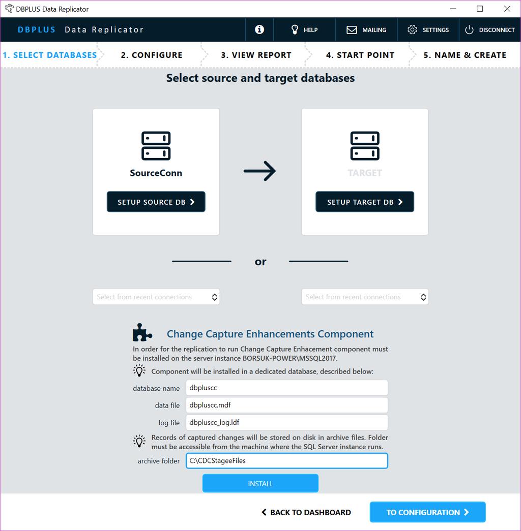 Po powrocie do poprzedniego ekranu pokażą się opcje dotyczące instalacji komponentu Change Capture Enhancements. Więcej informacji na temat komponentu znajduje się tutaj.
