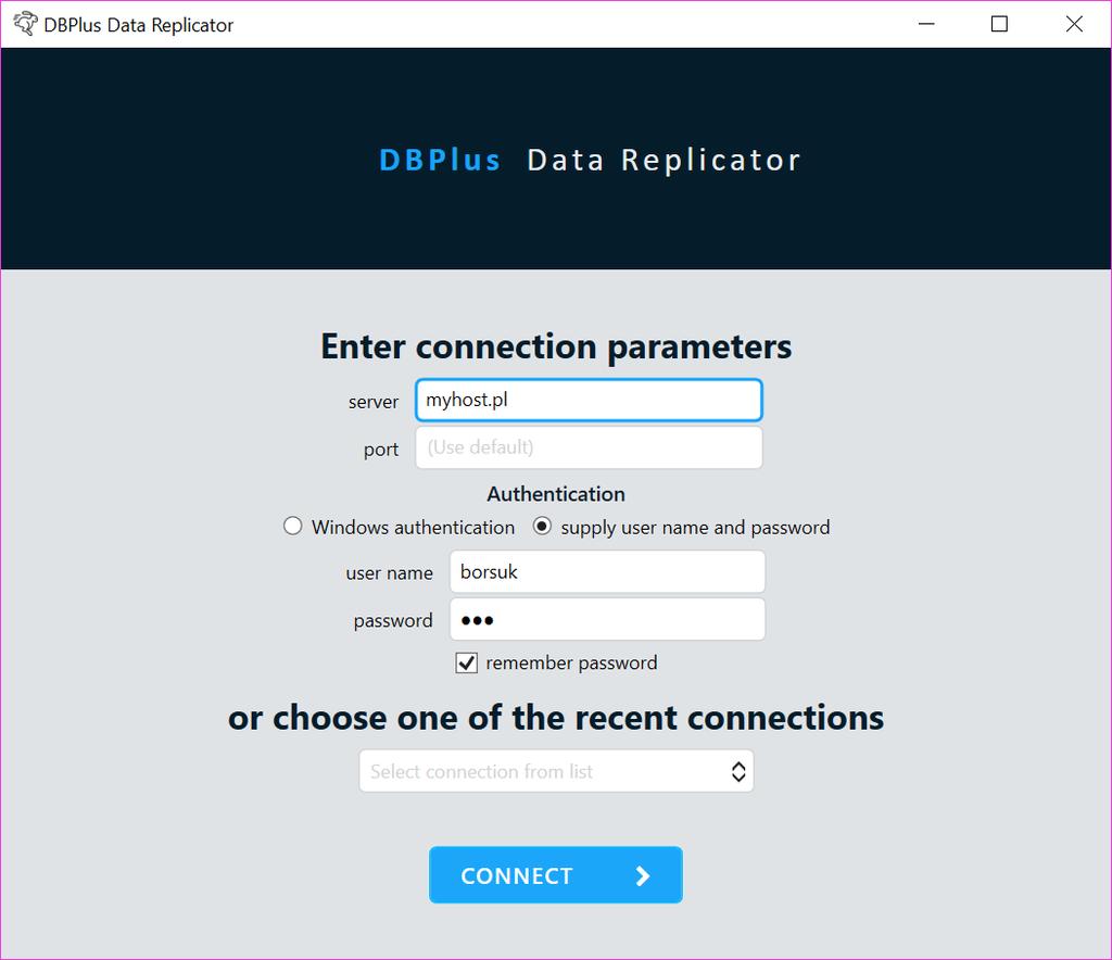 3 Uruchamianie programu Program do zarządzania replikacją można uruchomić z menu Windows DBPLUS DBPLUS Data Replicator albo za pomocą skrótu na pulpicie.