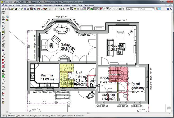 ArCon Wizualna Architektura (20) Wymiarowanie szeregowe. (20) Ustawienia symboli koty wysokościowej.