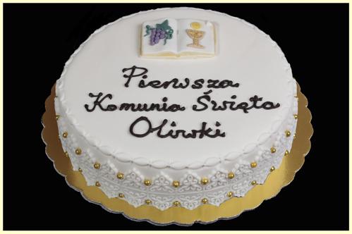 DODATKOWO OFERUJEMY Tort komunijny śmietanowy z owocami 10 zł /porcja (Jasny biszkopt, bita śmietana, owoce) Tort