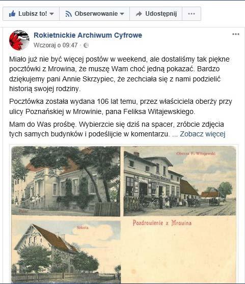 Przypomnijmy: Rokietnickie Archiwum Cyfrowe to projekt autorski Stowarzyszenia Rokietnica Wokół Nas.