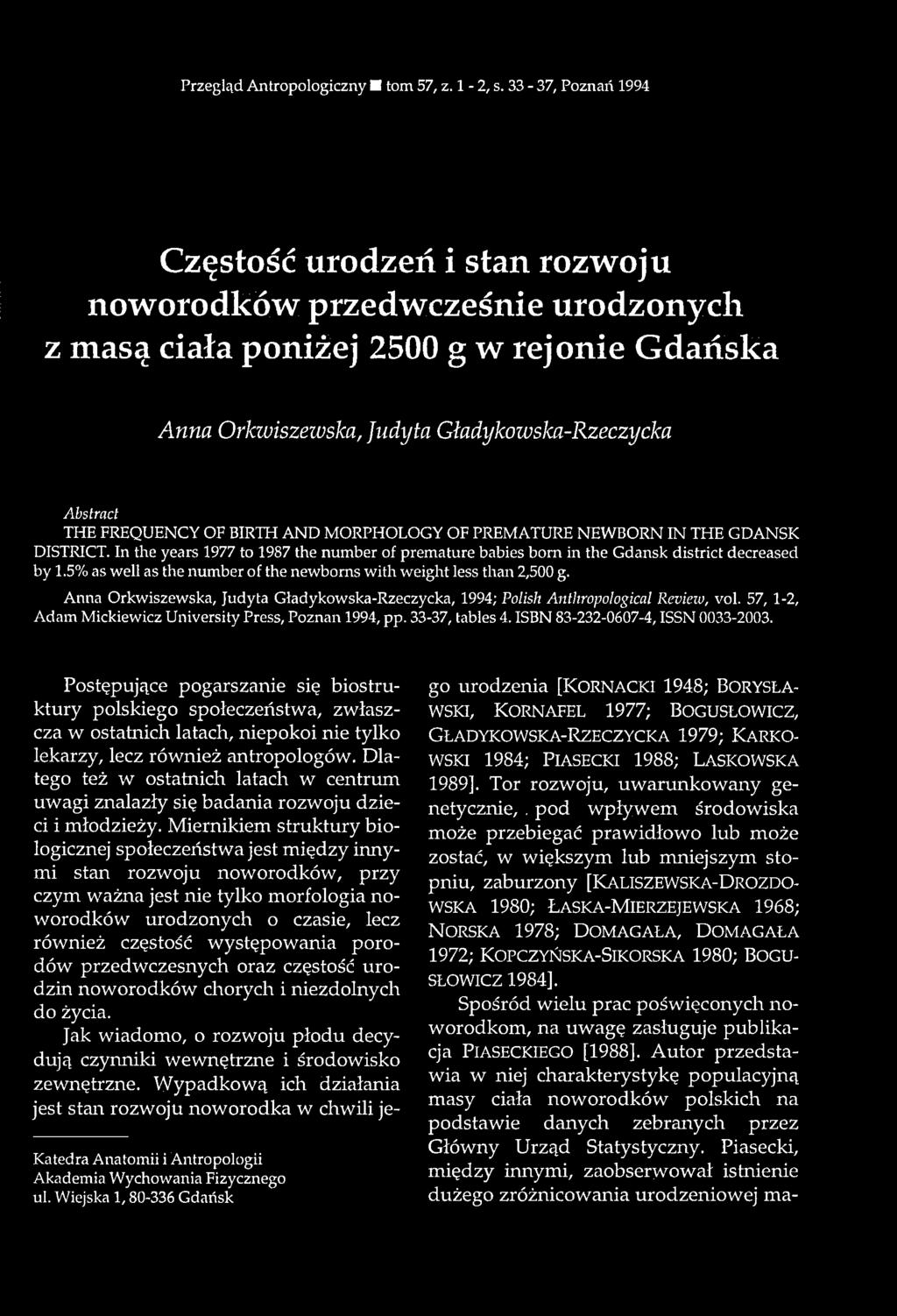 Przegląd Antropologiczny tom 57, z. 1-2, s.