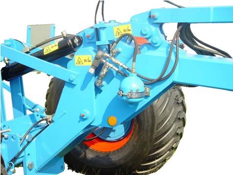 Ustawienia Obrót pokrętła (5) w kierunku ruchu wskazówek zegara => większe odciążenie mechanizmu jezdnego i większy nacisk na wały.