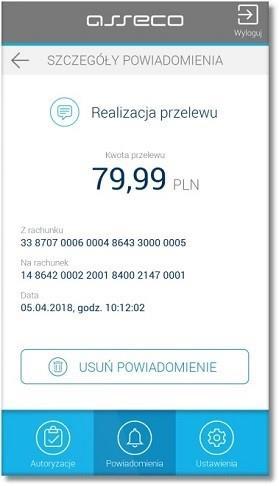 Ikonka dostępna na widżecie Autoryzacje oraz Powiadomienia umożliwia odświeżanie prezentowanej listy.