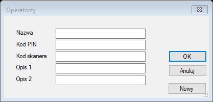 W oknie tym znajdują się następujące pola edycyjne: Nazwa W tym polu podajemy nazwę operatora, którego pragniemy edytować, bądź też dodać.