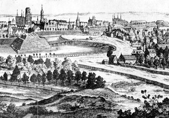 Ryc. 5. Ogród Strzelecki widziany z wałów ok. 1765 roku.