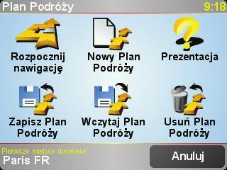 Dotknij tego przycisku, aby pominąć część Planu Podróży. System RIDER zignoruje ten obiekt i wszystkie poprzednie obiekty w Planie Podróży.