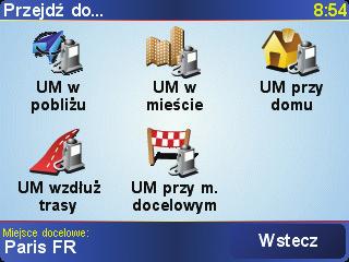 2. Dotknij przycisku Przejdź do... w Menu głównym. 3. Dotknij przycisku Użyteczne Miejsce. 4. Dotknij przycisku UM w mieście. 5.