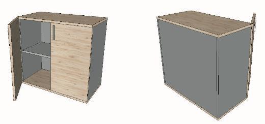 Wysokość 2200 mm Szerokość 800 mm Głębokość całkowita 420 mm Szafa wykonana z płyty wiórowej trójwarstwowej, obustronnie laminowanej w kolorze do uzgodnienia, obrzeże ABS dobrane pod kolor płyty.