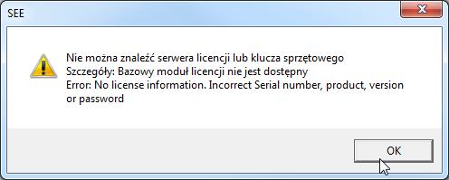 Jeśli po uruchomieniu otrzymamy komunikat jak przedstawiono poniżej to należy go interpretować jako informację o tym, że licencja została zwolniona i należy ją pobrać.