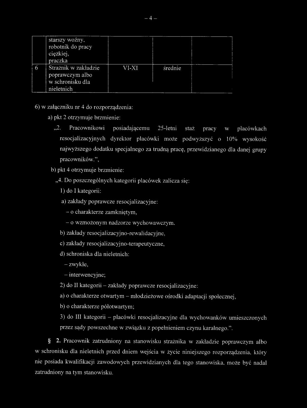 Pracownikowi posiadającemu 25-letni staż pracy w placówkach resocjalizacyjnych dyrektor placówki może podwyższyć o 10% wysokość najwyższego dodatku specjalnego za trudną pracę, przewidzianego dla
