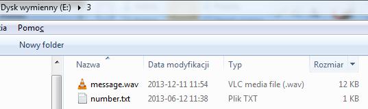 Część 2: Opis budowy i działania modułu zapowiedzi Oprócz pliku number.txt katalog bazowy zawiera plik message.