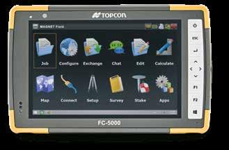 wydajne używanie tego urządzenia w terenie podczas prac z lub innymi systemami pomiarowymi. Kontroler Topcon FC-5000 powstał przede wszystkim z myślą o osobach ceniących duże i czytelne wyświetlacze.