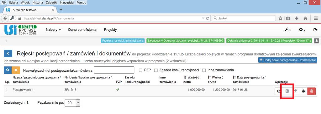 - Wartość postępowania/zamówienia (netto) - należy wpisać wartość netto udzielonego zamówienia. - Wartość postępowania/zamówienia (brutto) - należy wpisać wartość brutto udzielonego zamówienia.