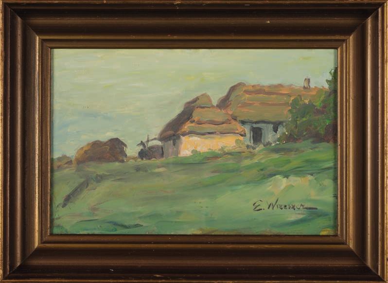 11. Eugeniusz WRZESZcZ (1851-1917) Pejzaż wiejski olej, tektura, 21 x 32,5 cm, sygn. p.d.: e. wrzeszcz. 2.500,- Malarz działający w kijowie.