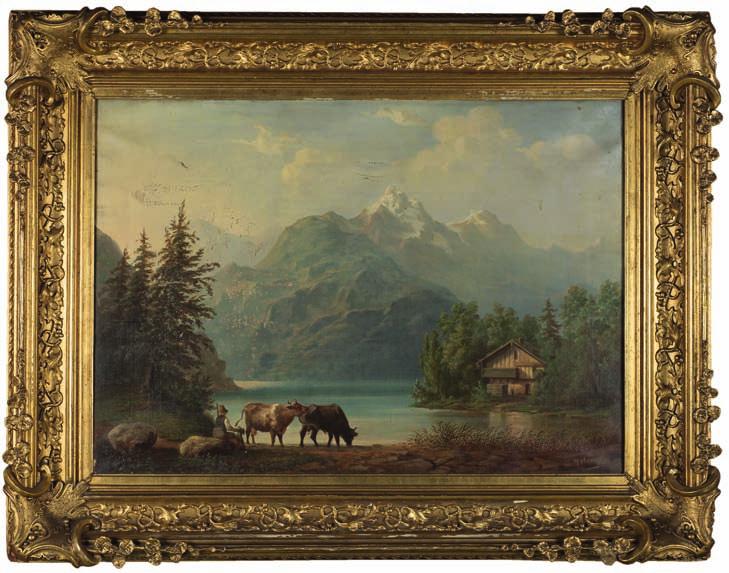 15. j. messer (xix w.) Pejzaż alpejski olej, płótno, 67 x 95 cm, sygn. p.d.: j. Messer. 13.000,- 16.