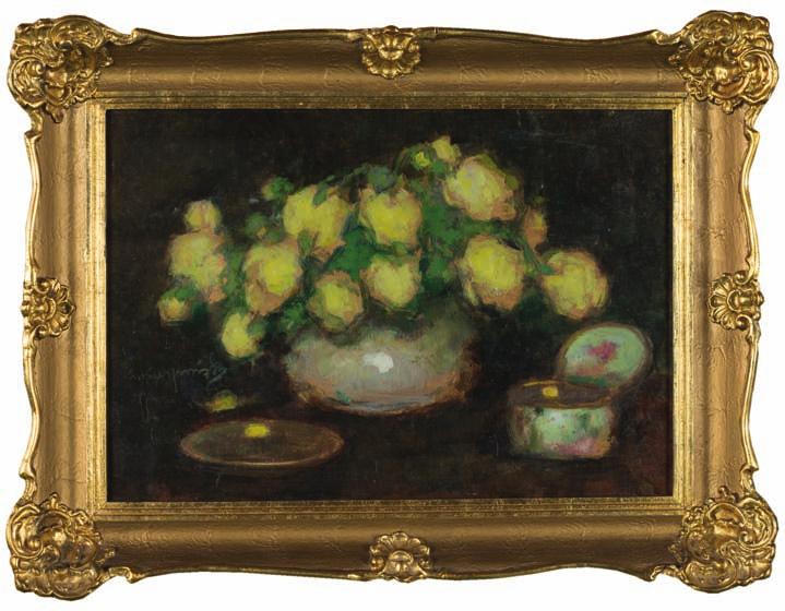 Alfons KARPIńSKI (1875-1961) żółte Róże olej, tektura, 35 x 50 cm, sygn. l.śr.: a. karpiński. 13.800,- 25.