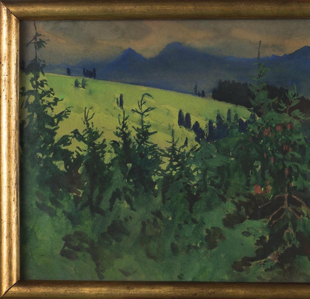 32. julian FAłAt (1853-1929) Pejzaż GóRski akwarela, papier, 34 x 75 cm, sygn. p.d.: j. fałat (1)906. 38.