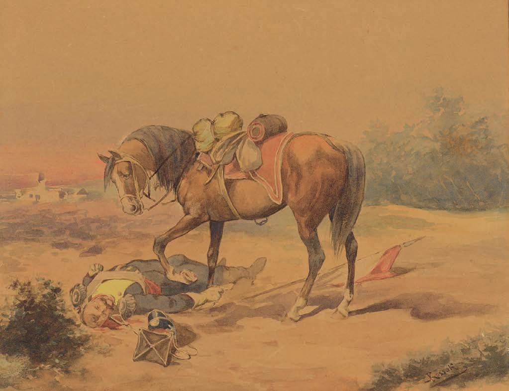 34. juliusz KOSSAK (1824-1899) wierny TowaRzysz akwarela, papier, 21 x 27,5 cm, sygn. p.d.: j.kossak. 29.000,- Był ojcem wojciecha kossaka.