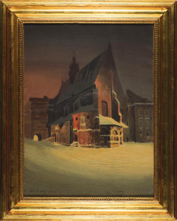 37. mn (xix w.) ULiCzKA w NeaPoLU olej, płótno, 29 x 23 cm, sygn. p.d.: nieczyt. 4.000,- 38. Stanisław FABIjAńSKI (1865-1947) kościół Św. BaRBaRy akwarela, papier, 49 x 36,5 cm, sygn. p.d.: st.