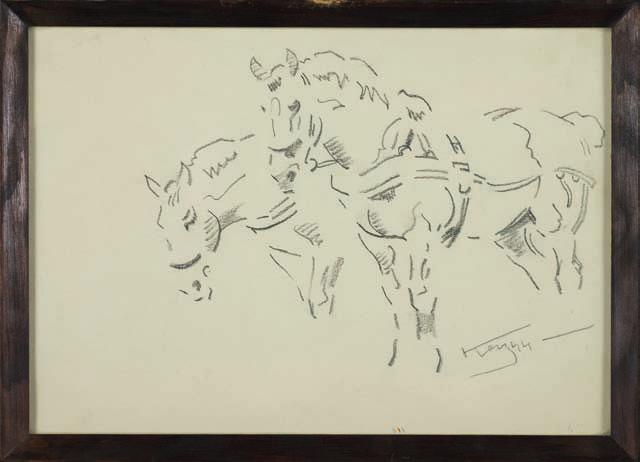 54. Karol KOSSAK (1896-1975) jeździec ołówek, papier, 19,9 x 27,2 cm, sygn. p.d.: karol kossak 1943. 1.300,- Malarz, rysownik i ilustrator.