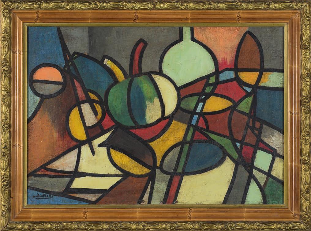 62. Kazimierz PODSADEcKI (1904-1970) kompozycja abstrakcyjna olej, płótno, 41 x 59,5 cm, sygn. l.d.: Podsadecki. 5.000,- Malarz, fotografik, rysownik.