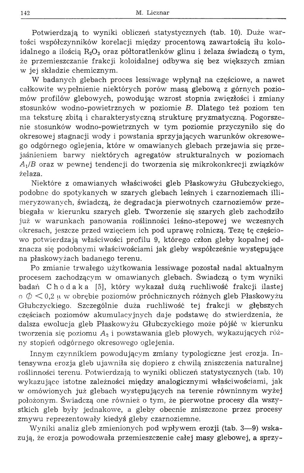 142 M. Licznar Potwierdzają to wyniki obliczeń statystycznych (tab. 10).