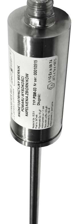 4.0 Sonda pomiarowa Do pomiaru poziomu i temperatury produktu oraz poziomu wody w zbiorniku wykorzystywane są sondy magnetostrykcyjne.