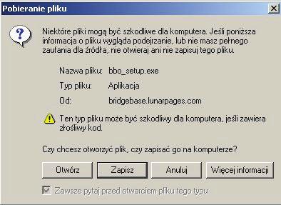 GRAMY NA BBO instrukcja krok po kroku Spis tre ci: I. Instalujemy oprogramowanie Bridge Base Online (BBO) II. Pierwsze wej cie do wiata BBO III. Kibicujemy, ogl damy, gramy I.