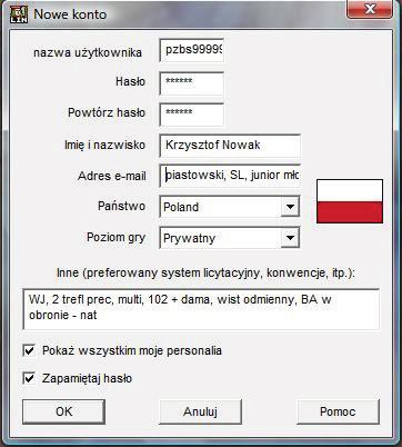 i dokonaj po ytecznych modyfikacji: a) wypełnij dane jak w pkt. 2 tej instrukcji oraz zaznacz: 1. Zapami taj ustawienia (zalecane) 2. Poka swoje personalia (wymagane) 3.