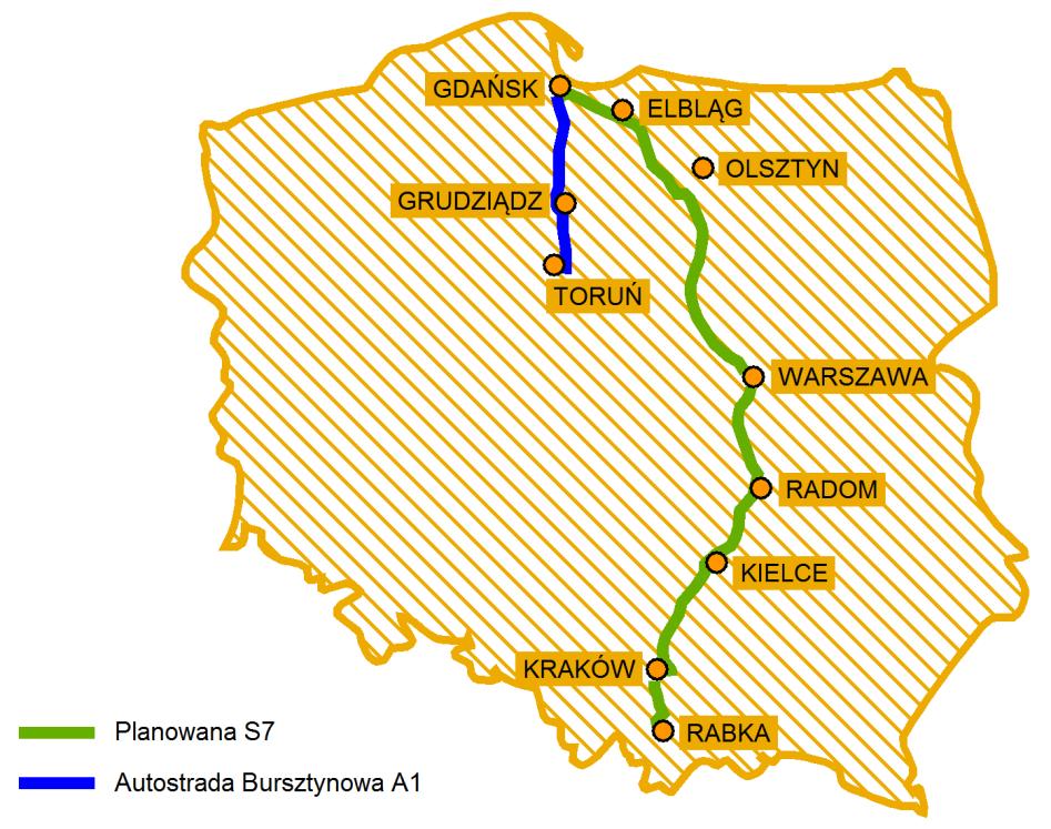 Odcinek Oddane do użytku odcinki drogi S7 Długość [km] Kraków Rybitwy Kraków Bieżanów 2,7 Myślenice - Lubień ok. 16,0 Ostróda Południe - Rychnowo 8,8 Radom Południe - granica woj. mazowieckiego z woj.