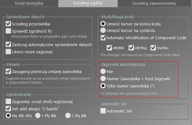 a każdej z czynności da domyślną wartość +. Pozwala to uniknąć pisania plusów przy wybloku (B+), przyjęciu pozytywnym (R+) jak i w niektórych wypadkach przy obronie i free ballu.