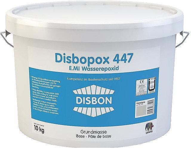 Disbopox 447 E.MI Wasserepoxid Wodorozcieńczalna, dwuskładnikowa (2K) farba z żywicy epoksydowej do pokrywania ścian i posadzek o niewielkim lub średnim obciążeniu ruchem kołowym.