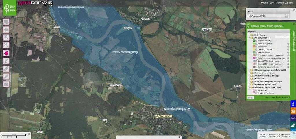 Ryc. 2. Lokalizacja obszaru Natura 2000 Nowosolska li Odry PLH080014 tle obszaru opracowania (okolice Bytomia Odrzańskiego) [źródło: http://geoserwis.gdos.gov.pl/mapy/, dostęp: 20-05-]. Ryc. 3.