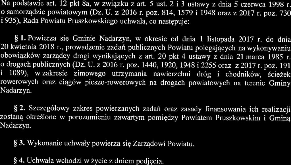 BŁZ- &28/4 Uchwała Nr.../... 2017 r. Rady Puviatu Pruszkowskigo z dnia...''''"'... 2017 r. i ruj ę ;G, Zarząd.