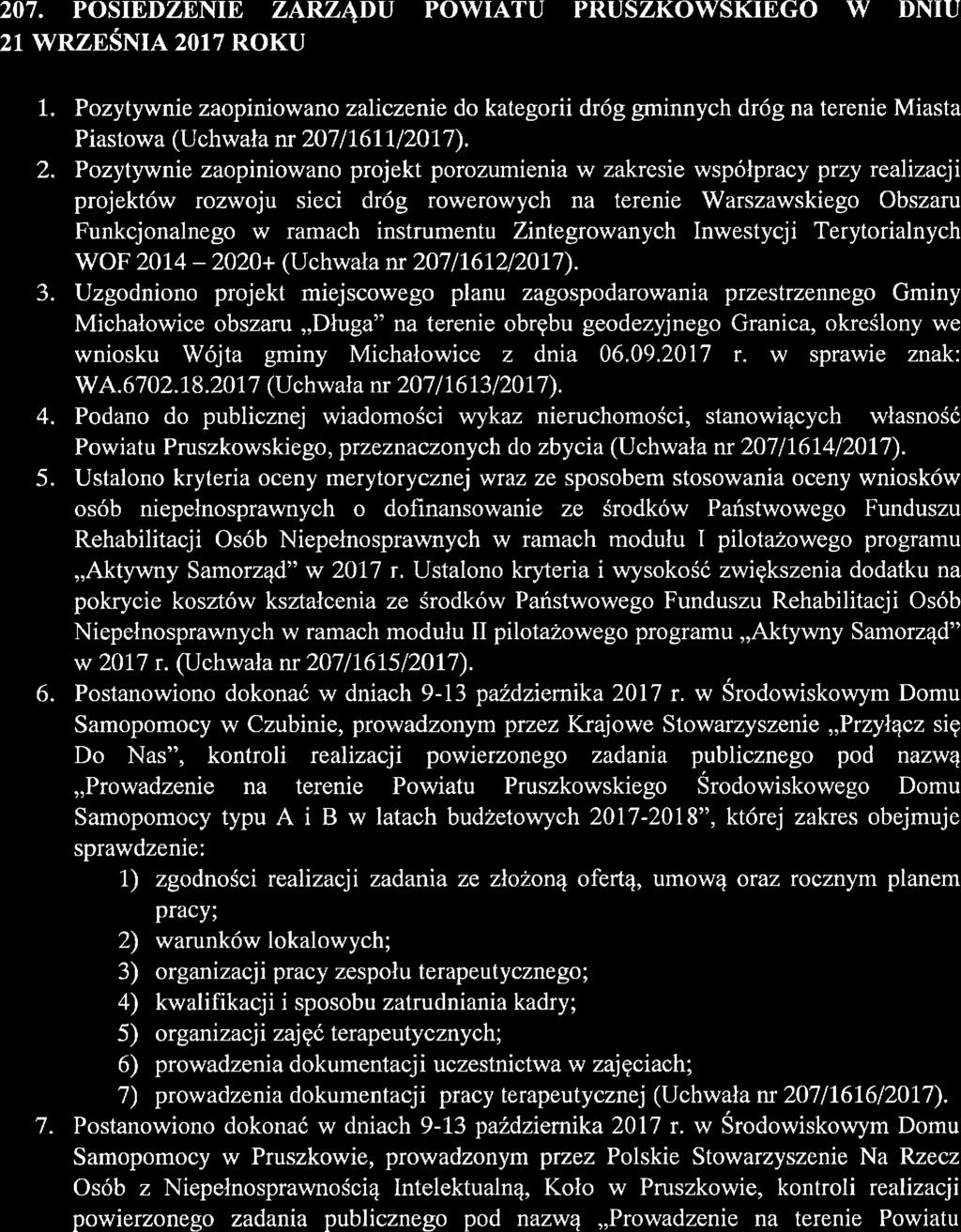ga-2-- ła: INFORMACJA NR 31/2017 1t2-S3 O PRACY ZARZĄDU POWIATU PRUSZOWSIEGO W ORESIE OD 21 WRZESNIA 2017 ROU DO 12 PAZDZIERNIA 2017 ROU 207.