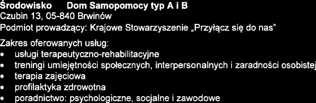 i piosnki rligijnj. Zajęcia rhabilitacyjn: B wsparcia psychologiczngo rwalidacji katchzy inn - w miarę potrzb dukacji w pracowniach bukiciars kij.