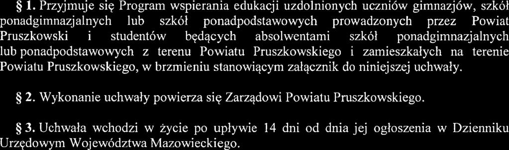 ponadpodstawowych z trnu Powiatu Pruszkowskigo i zamiszkałych na trni Powiatu