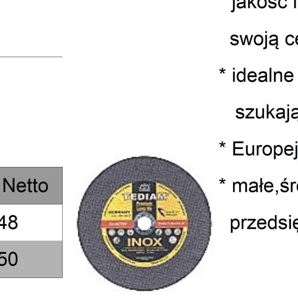 0 x 22.2 10 16,67 * Pozostałe rozmiary i rodzaje nie ujęte w tym cenniku dostępne z katalogu na zamówienie.