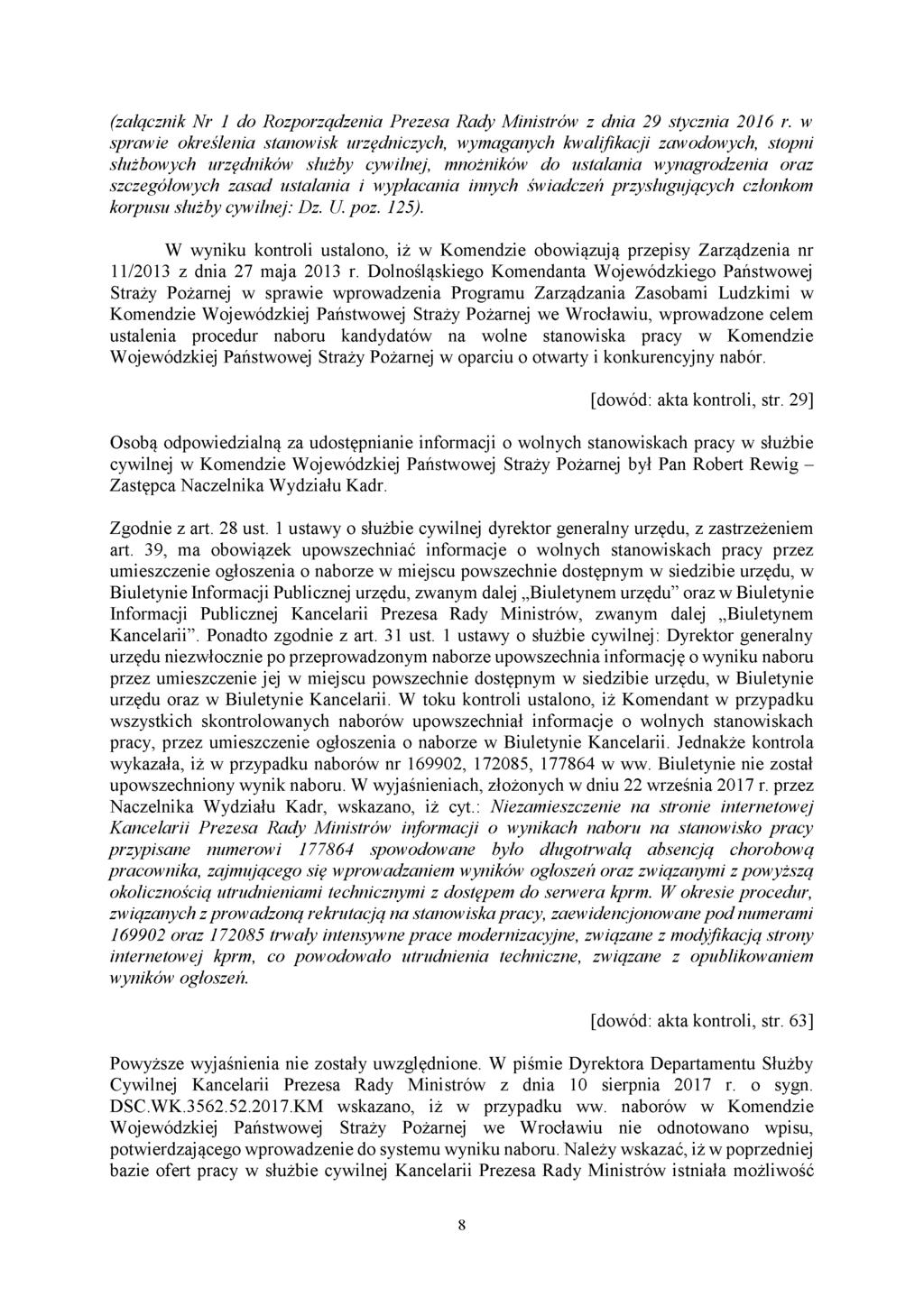 (załącznik Nr 1 do Rozporządzenia Prezesa Rady Ministrów z dnia 29 stycznia 2016 r.