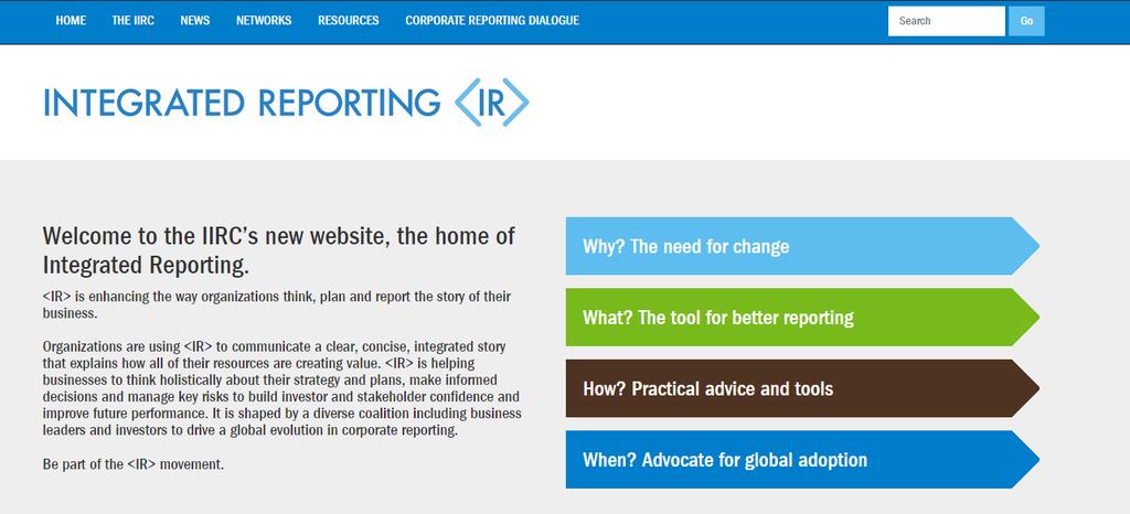 Resources Integrated Reporting Examples Database Sharing real examples of leading practice in Integrated Reporting to help organisations on the <IR> journey The International <IR> Framework Providing