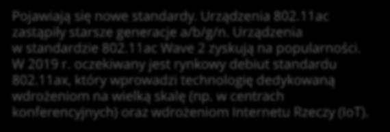 w oparciu o aplikację na urządzeniu), Zliczanie urządzeń w danej lokalizacji i określanie szczytowych godzin pracy placówki. Pojawiają się nowe standardy. Urządzenia 802.
