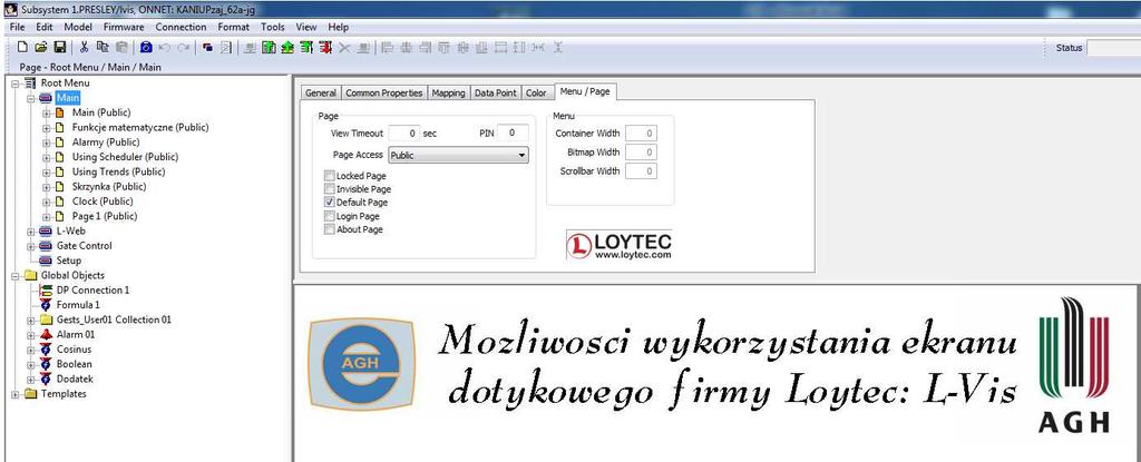 Zadania do samodzielnego wykonania: 1. W programie L-VIS/L-WEB Configurator należy otworzyć przygotowany na potrzeby zajęć plik pod nazwą LVis_Demo.lcp, dostępny Pulpit\ABIS\C08\.